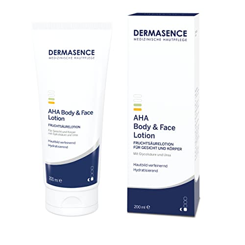 DERMASENCE AHA Body & Face Lotion - Körperlotion mit Fruchtsäure und Urea, bei zu Akne neigender Haut sowohl für die Gesichts- als auch Körperpflege