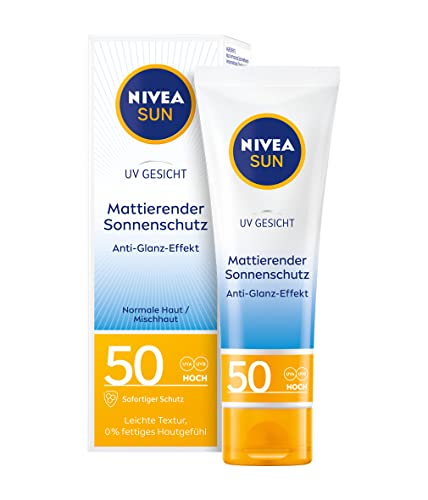 NIVEA SUN UV Gesicht Mattierender Sonnenschutz LSF 50 (50 ml), nicht fettende...