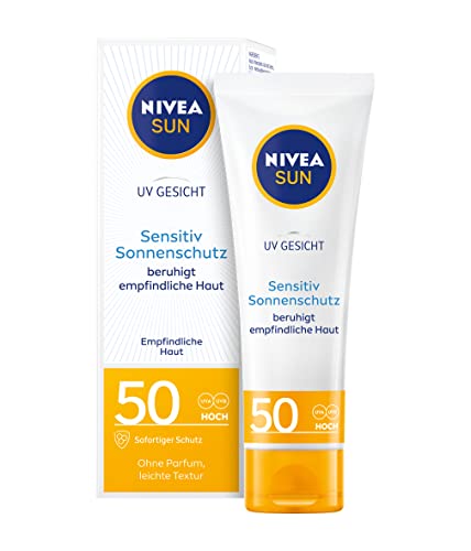 NIVEA SUN UV Gesicht Sensitiv Sonnencreme LSF 50+ (50 ml), Gesichtscreme mit LSF...