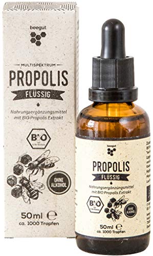 beegut BIO Propolis Tropfen flüssig ohne Alkohol, 50ml wasserlösliche Propolis...