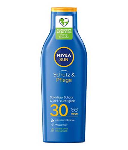 NIVEA SUN Schutz & Pflege Sonnenmilch LSF 30 (250 ml), Sonnencreme für 48h...