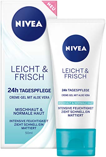 NIVEA Leicht & Frisch Tagespflege 24h Feuchtigkeit (50 ml), Creme-Gel für...