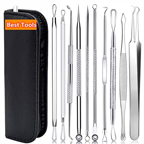 AIBEE Mitesserentferner Komedonenquetscher Set -10PCS Blackhead Remover mit Akne...